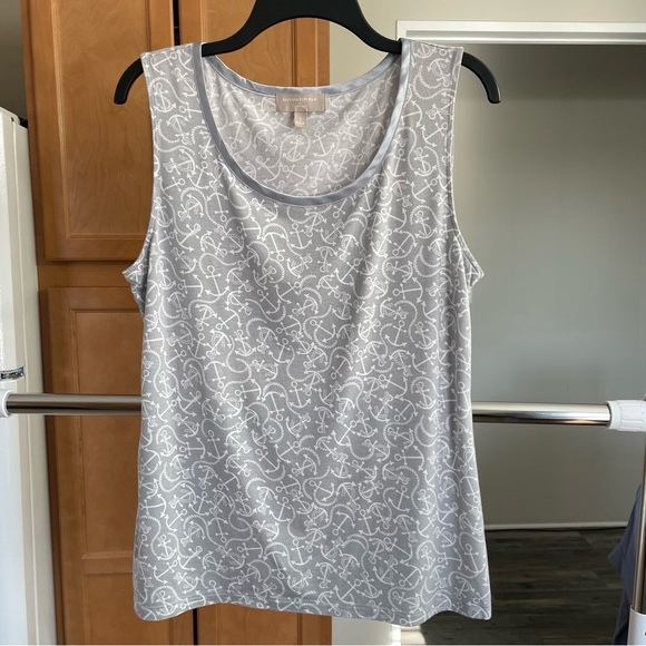 Banana Republic Luxe Touch Nautical Pattern Tank Large Coastal Beach - Picture 1 of 3
